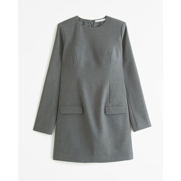 Abercrombie & Fitch Long sleeve Tailored Mini Dress Gray Sz Medium - Picture 1 of 7